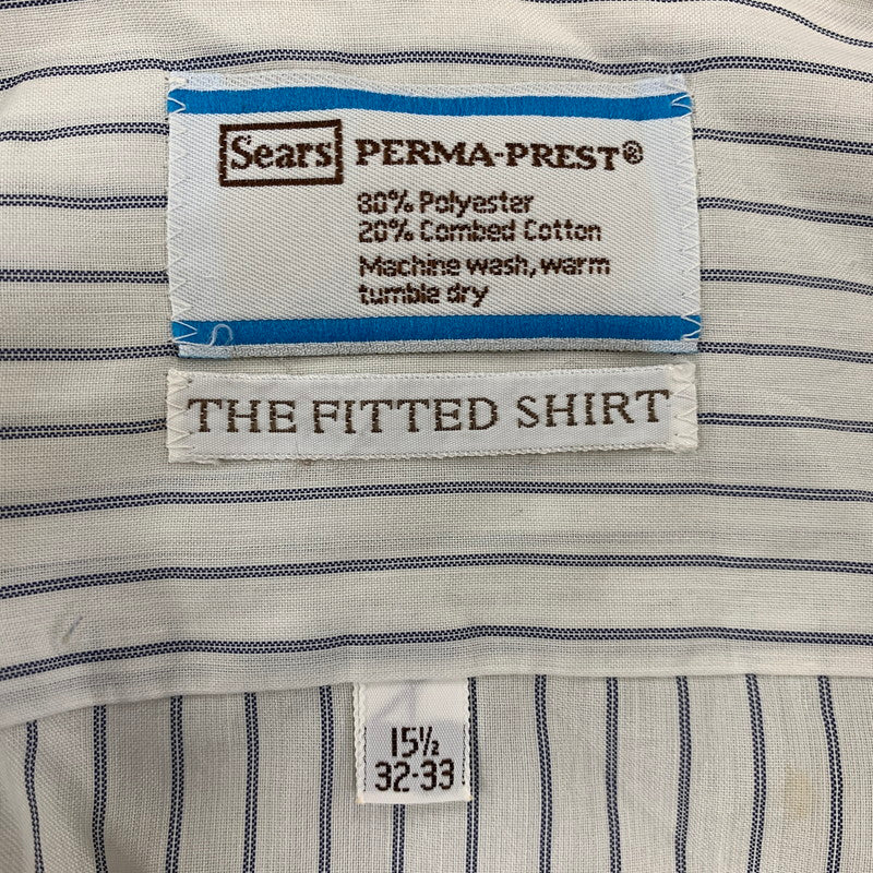 【中古品】【メンズ】 SEARS シアーズ PERMA PREST 70’S THE FITTED SHIRT フィッテッド シャツ 長袖 トップス 146-260820-yn-02-izu サイズ：15 1/2　 カラー：ホワイト 万代Net店
