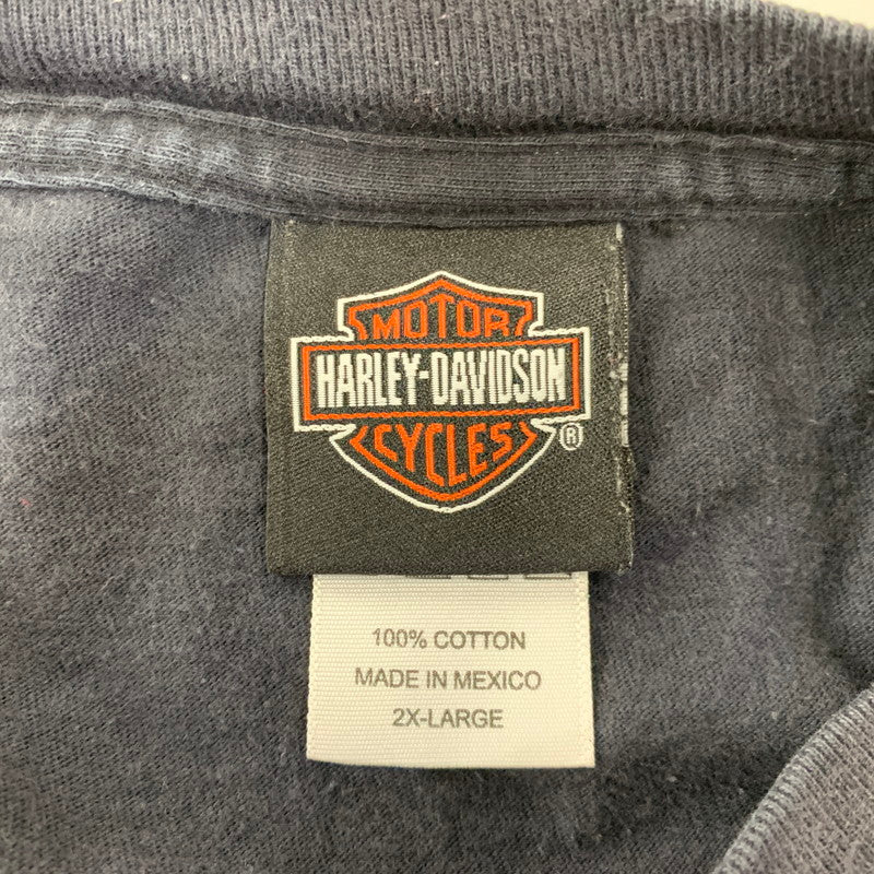 【中古品】【メンズ】 HARLEY DAVIDSON ハーレーダビッドソン WING FLAME PRINT S/S TEE ウィング フレーム プリント 半袖 Tシャツ メキシコ製 146-260821-as-03-izu サイズ：2XL カラー：ブラック 万代Net店