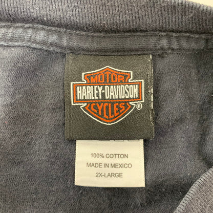 【中古品】【メンズ】 HARLEY DAVIDSON ハーレーダビッドソン WING FLAME PRINT S/S TEE ウィング フレーム プリント 半袖 Tシャツ メキシコ製 146-260821-as-03-izu サイズ：2XL カラー：ブラック 万代Net店