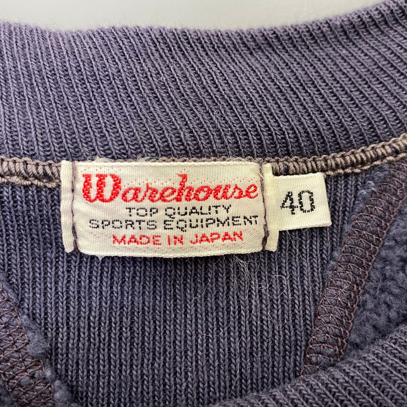 【中古品】【メンズ】 WAREHOUSE ウエアハウス LOT.401 無地 4本針 セットインフラット シーマ クルーネック 両V スウェット トップス 145-260811-kh-03-izu サイズ：40 カラー：ネイビー 万代Net店