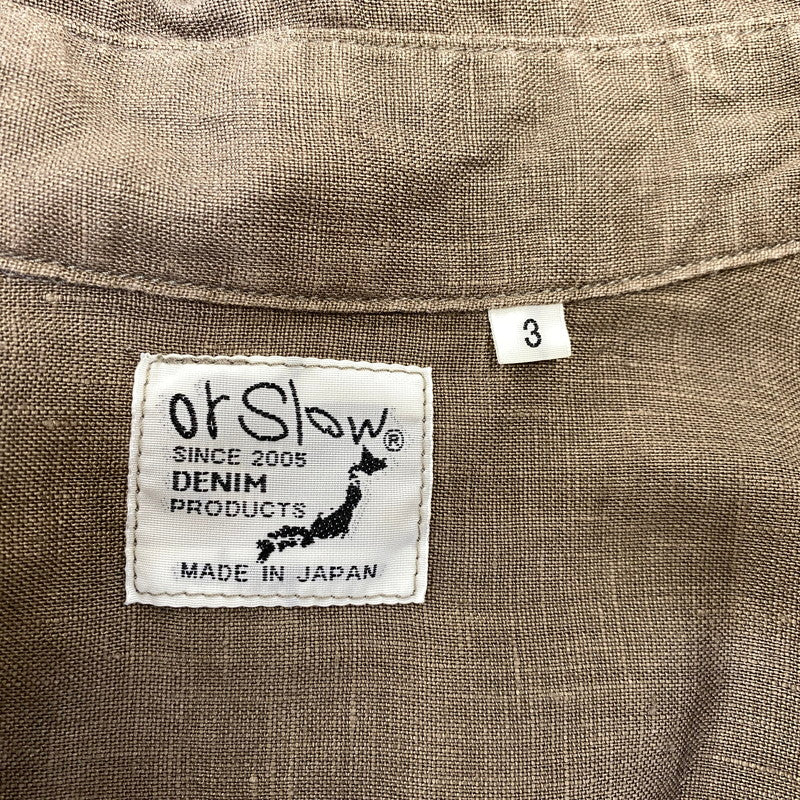 【中古品】【メンズ】 OR SLOW オアスロウ LOOSE FIT SS LINEN SHIRT ルーズフィット ショートスリーブ リネン シャツ トップス 145-260811-kh-04-izu サイズ：3 カラー：ブラウン 万代Net店