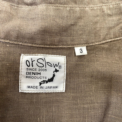 【中古品】【メンズ】 OR SLOW オアスロウ LOOSE FIT SS LINEN SHIRT ルーズフィット ショートスリーブ リネン シャツ トップス 145-260811-kh-04-izu サイズ：3 カラー：ブラウン 万代Net店