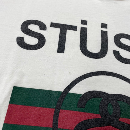 【中古品】【メンズ】 STUSSY ステューシー 金タグ SS LINK STRIPE SS TEE エスエス リンク ストライプ ショートスリーブ Tシャツ トップス 半袖 142-260819-cs-12-izu サイズ：M カラー：ホワイト 万代Net店