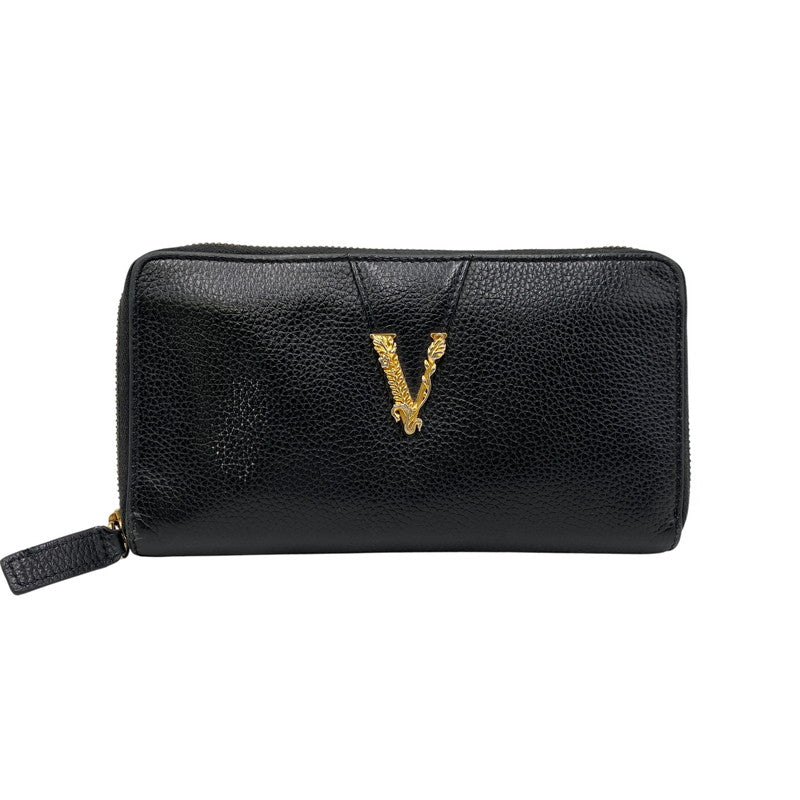 【中古品】【メンズ/レディース】 VERSACE ヴェルサーチェ 1006263 VIRTUS ROUND ZIP WALLET ヴィルトゥス ラウンド ジップ ウォレット 長財布 181-260810-cs-15-izu カラー：ブラック 万代Net店