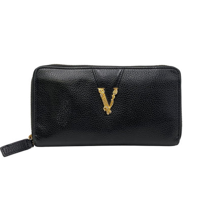 【中古品】【メンズ/レディース】 VERSACE ヴェルサーチェ 1006263 VIRTUS ROUND ZIP WALLET ヴィルトゥス ラウンド ジップ ウォレット 長財布 181-260810-cs-15-izu カラー：ブラック 万代Net店