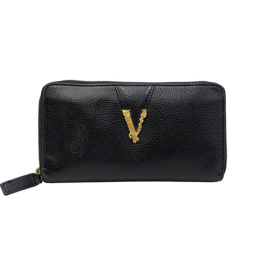 【中古品】【メンズ/レディース】 VERSACE ヴェルサーチェ 1006263 VIRTUS ROUND ZIP WALLET ヴィルトゥス ラウンド ジップ ウォレット 長財布 181-260810-cs-15-izu カラー：ブラック 万代Net店