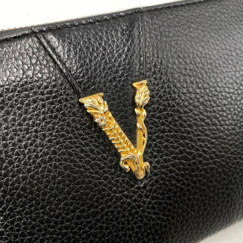 【中古品】【メンズ/レディース】 VERSACE ヴェルサーチェ 1006263 VIRTUS ROUND ZIP WALLET ヴィルトゥス ラウンド ジップ ウォレット 長財布 181-260810-cs-15-izu カラー：ブラック 万代Net店