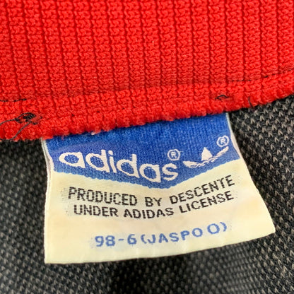 【中古品】【メンズ】 ADIDAS アディダス ATS-202 デサント社製 TRACK JACKET トラック ジャケット トップス 長袖 146-260810-ya-10-izu サイズ：O カラー：ブラック×レッド 万代Net店