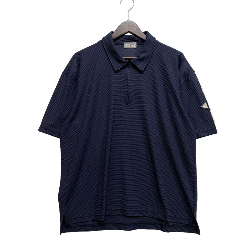 【中古品】【メンズ】 VERSACE SPORT ヴェルサーチ スポーツ HALFZIP SS WAFFLE POLO SHIRT ハーフジップ ショートスリーブ ワッフル ポロ シャツ トップス 半袖 141-260819-cs-15-izu サイズ：48 カラー：ネイビー 万代Net店