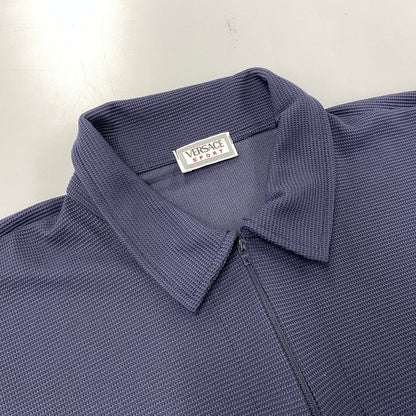 【中古品】【メンズ】 VERSACE SPORT ヴェルサーチ スポーツ HALFZIP SS WAFFLE POLO SHIRT ハーフジップ ショートスリーブ ワッフル ポロ シャツ トップス 半袖 141-260819-cs-15-izu サイズ：48 カラー：ネイビー 万代Net店