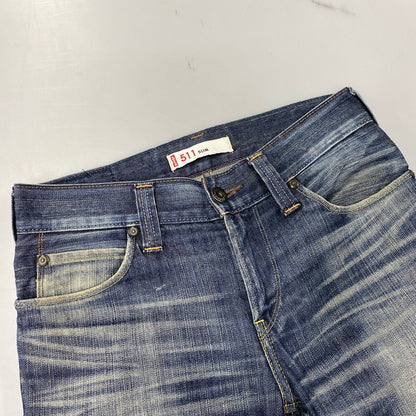 【中古品】【メンズ】 Levi's リーバイス SQUARE TOP BLOCK 511 SLIM DENIM PANTS EU511-0009 スクエア トップ ブロック スリム デニムパンツ ジーンズ 刻印V11 157-260820-as-33-izu サイズ：32×32 カラー：インディゴ 万代Net店