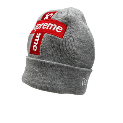 【中古品】【メンズ/レディース】 SUPREME×NEWERA シュプリーム ニューエラ 20AW CROSS BOX LOGO BEANIE クロス ボックス ロゴ ビーニー 帽子 185-260810-cs-14-izu サイズ：F カラー：グレー 万代Net店