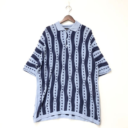 【中古品】【メンズ】 COOGIE クージー 3D KNIT POLO SHIRT ニット ポロ シャツ トップス 半袖 146-260810-ya-06-izu サイズ：下記参照 カラー：ブルー 万代Net店