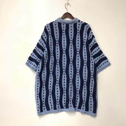 【中古品】【メンズ】 COOGIE クージー 3D KNIT POLO SHIRT ニット ポロ シャツ トップス 半袖 146-260810-ya-06-izu サイズ：下記参照 カラー：ブルー 万代Net店