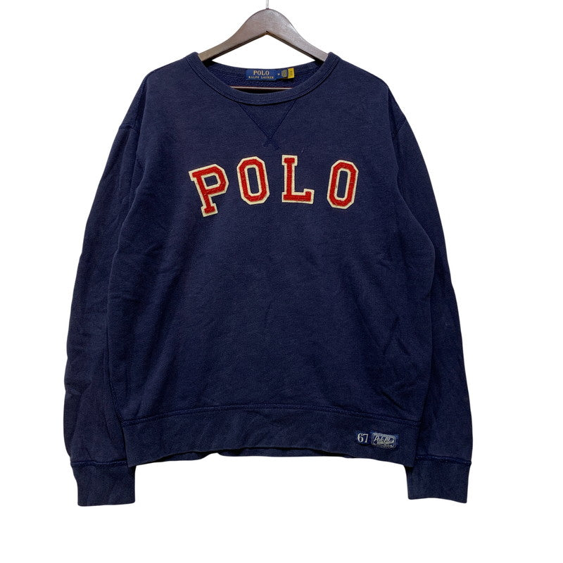 【中古品】【メンズ】 POLO RALPH LAUREN ポロ・ラルフローレン CREWNECK SWEATSHIRT クルーネック スウェット トレーナー 前V 147-260821-as-07-izu サイズ：M カラー：ネイビー 万代Net店