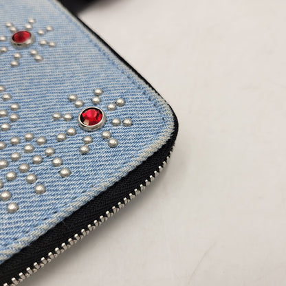 【中古品】【メンズ/レディース】 Supreme シュプリーム × HOLLYWOOD TRADING COMPANY ハリウッドトレーディングカンパニー STUDDED WALLET DENIM スタッズデニムウォレット 財布 200-260811-as-02-izu カラー：インディゴ 万代Net店