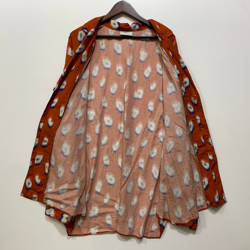 【現状渡し品】【メンズ】 Iroquois イロコイ GLITCH LEOPARD BIG SH 377105 グリッチ レオパード ビッグシャツ 長袖 140-260830-as-06-izu サイズ：2 カラー：オレンジ系 万代Net店