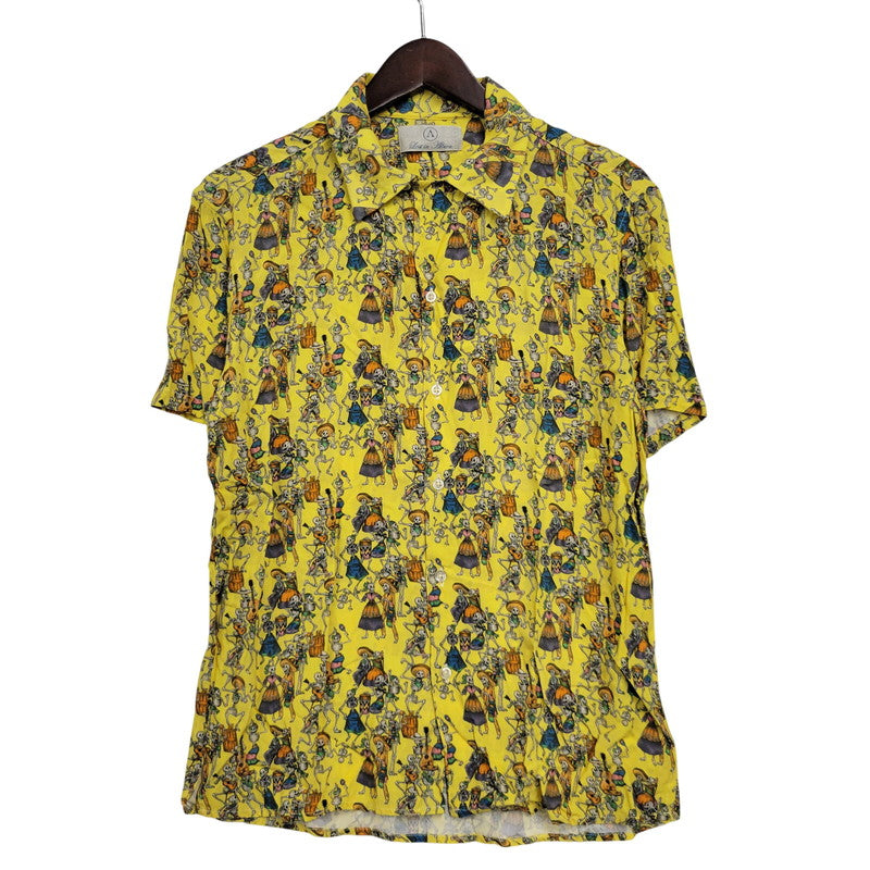 【中古品】【メンズ】 LOST IN ALBION ロスト・イン・アルビオン 9085-1701 RAYON SKULL S S SHIRT レーヨン スカル ショートスリーブ シャツ トップス 半袖 141-260824-ya-07-izu サイズ：M（48） カラー：イエロー 万代Net店