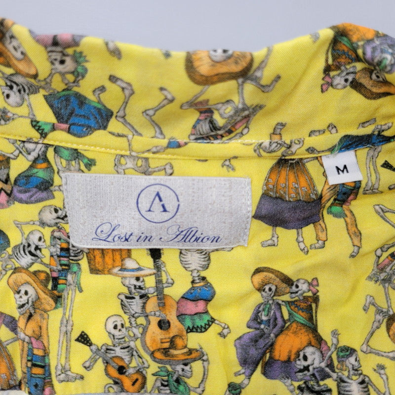 【中古品】【メンズ】 LOST IN ALBION ロスト・イン・アルビオン 9085-1701 RAYON SKULL S S SHIRT レーヨン スカル ショートスリーブ シャツ トップス 半袖 141-260824-ya-07-izu サイズ：M（48） カラー：イエロー 万代Net店