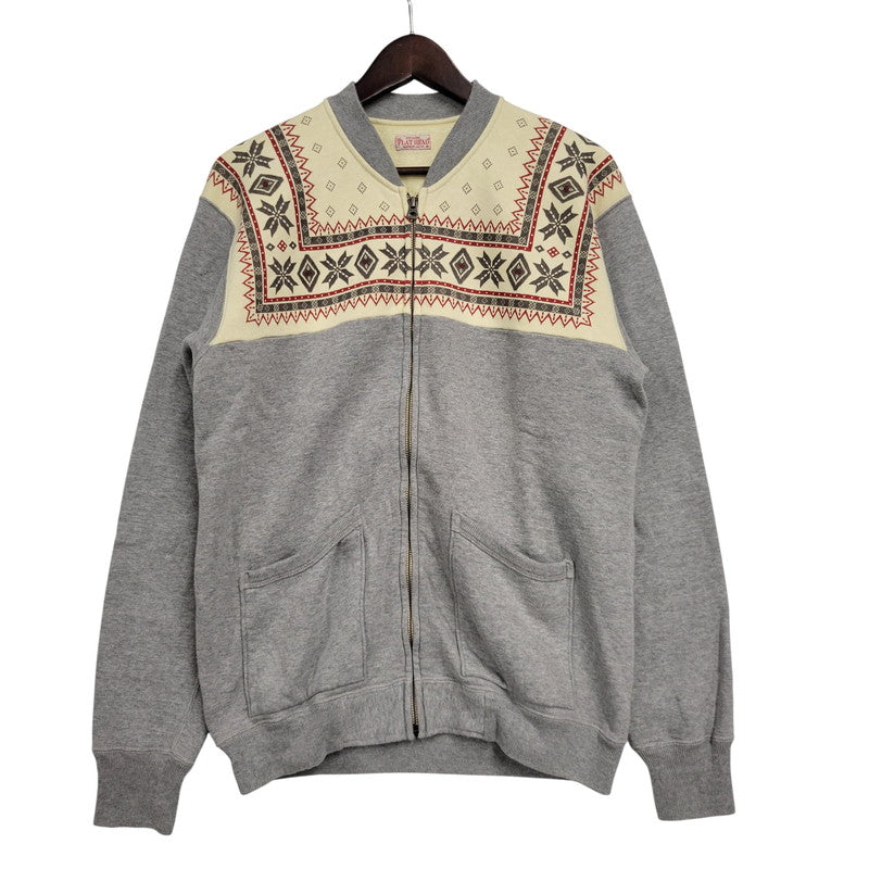 【中古品】【メンズ】 THE FLAT HEAD ザ フラット ヘッド 雪柄 ZIP UP SWEATSHIRT ジップアップ スウェット シャツ トップス 長袖 145-260824-ya-09-izu サイズ：40 カラー：グレー 万代Net店