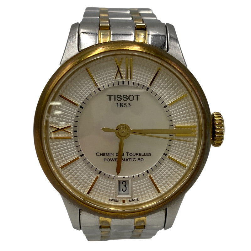 【中古品】【メンズ/レディース】 TISSOT ティソ T099207A CHEMIN DES TOURELLES POWERMATIC 80 MOTHER OF PEARL DIAL AUTOMATIC DATE WATCH 時計 197-260813-kh-01-izu カラー：シルバー×ゴールド 万代Net店