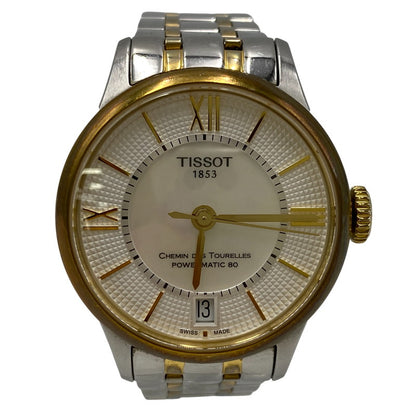 【中古品】【メンズ/レディース】 TISSOT ティソ T099207A CHEMIN DES TOURELLES POWERMATIC 80 MOTHER OF PEARL DIAL AUTOMATIC DATE WATCH 時計 197-260813-kh-01-izu カラー：シルバー×ゴールド 万代Net店