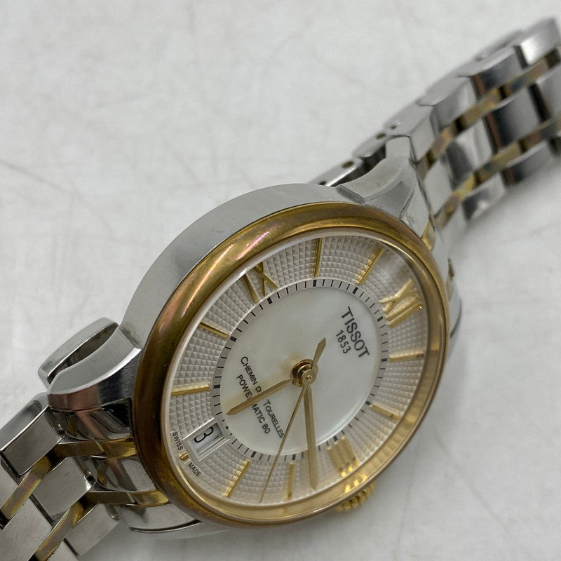 【中古品】【メンズ/レディース】 TISSOT ティソ T099207A CHEMIN DES TOURELLES POWERMATIC 80 MOTHER OF PEARL DIAL AUTOMATIC DATE WATCH 時計 197-260813-kh-01-izu カラー：シルバー×ゴールド 万代Net店