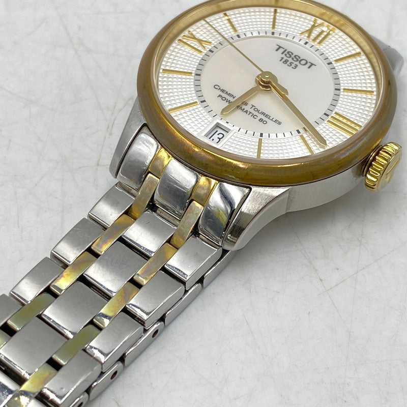 【中古品】【メンズ/レディース】 TISSOT ティソ T099207A CHEMIN DES TOURELLES POWERMATIC 80 MOTHER OF PEARL DIAL AUTOMATIC DATE WATCH 時計 197-260813-kh-01-izu カラー：シルバー×ゴールド 万代Net店