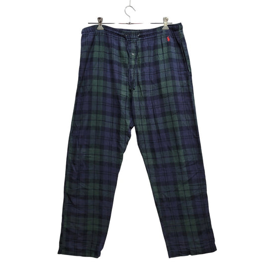 【中古品】【メンズ】 Polo by Ralph Lauren ポロバイラルフローレン SLEEPWEAR CHECK PAJAMAS PANTS スリープウェア チェック パジャマ パンツ 157-260824-as-11-izu サイズ：S カラー：グリーン×ネイビー 万代Net店