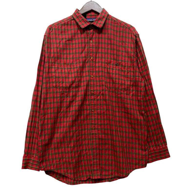 【現状渡し品】【メンズ】 PATAGONIA パタゴニア ポルトガル製 COTTON CHECK L S SHIRT コットン チェック ロングスリーブ シャツ トップス 144-260825-yn-05-izu サイズ：S カラー：レッド系 万代Net店