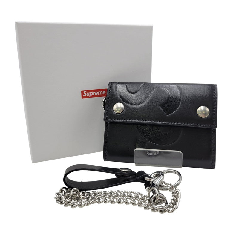 【中古品】【メンズ/レディース】 SUPREME シュプリーム LEATHER CHAIN WALLET レザー チェーン ウォレット 財布 三つ折り財布 200-260818-cs-15-izu カラー：ブラック 万代Net店