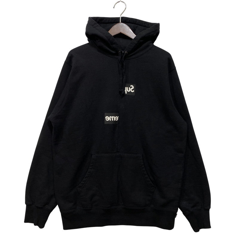 【中古品】【メンズ】 Supreme シュプリーム × COMME DES GARCONS SHIRT コムデギャルソンシャツ SPLIT BOX LOGO HOODED SWEATSHIRT ロゴ パーカー 149-260820-as-04-izu サイズ：L カラー：ブラック 万代Net店