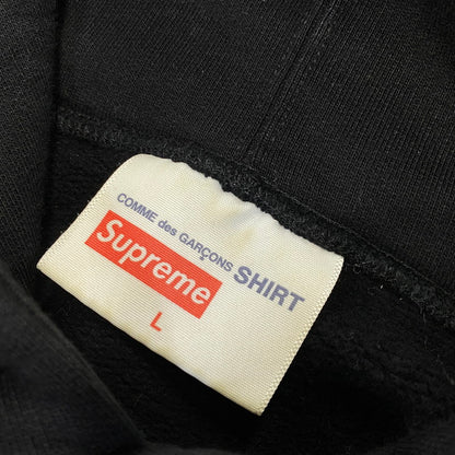 【中古品】【メンズ】 Supreme シュプリーム × COMME DES GARCONS SHIRT コムデギャルソンシャツ SPLIT BOX LOGO HOODED SWEATSHIRT ロゴ パーカー 149-260820-as-04-izu サイズ：L カラー：ブラック 万代Net店