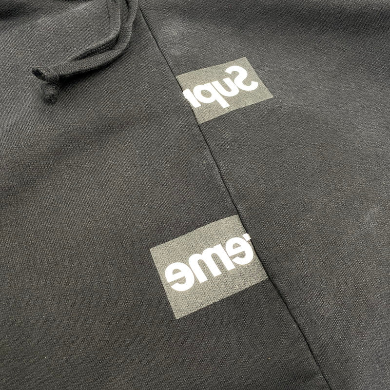 【中古品】【メンズ】 Supreme シュプリーム × COMME DES GARCONS SHIRT コムデギャルソンシャツ SPLIT BOX LOGO HOODED SWEATSHIRT ロゴ パーカー 149-260820-as-04-izu サイズ：L カラー：ブラック 万代Net店