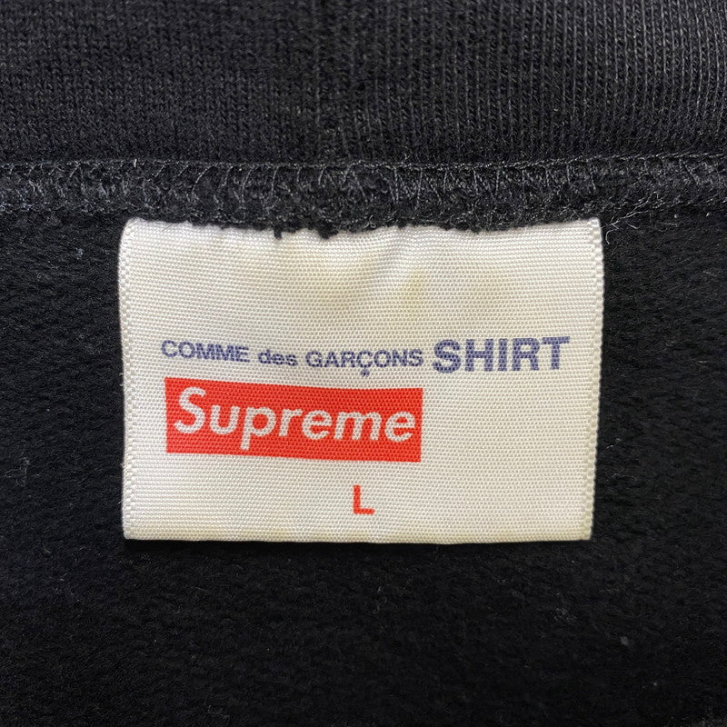 【中古品】【メンズ】 Supreme シュプリーム × COMME DES GARCONS SHIRT コムデギャルソンシャツ SPLIT BOX LOGO HOODED SWEATSHIRT ロゴ パーカー 149-260820-as-04-izu サイズ：L カラー：ブラック 万代Net店