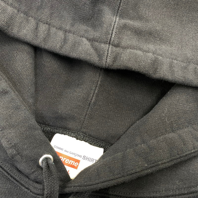【中古品】【メンズ】 Supreme シュプリーム × COMME DES GARCONS SHIRT コムデギャルソンシャツ SPLIT BOX LOGO HOODED SWEATSHIRT ロゴ パーカー 149-260820-as-04-izu サイズ：L カラー：ブラック 万代Net店