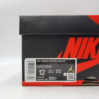 【中古美品】【メンズ】 NIKE ナイキ AIR JORDAN 1 RETRO LOW OG CZ0790-106 エア ジョーダン 1 レトロ ロー OG スニーカー 靴 160-260817-as-13-izu サイズ：30cm カラー：WHITE/BLACK-VARSITY RED 万代Net店