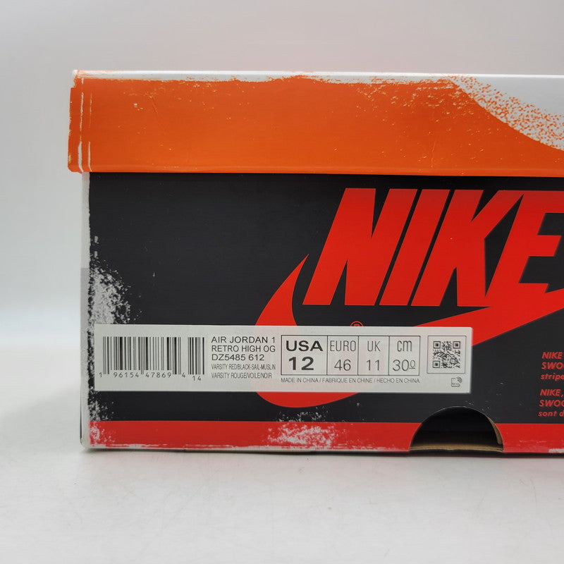 【中古品】【メンズ】 NIKE ナイキ AIR JORDAN 1 RETRO HIGH OG DZ5485-612 エアジョーダン 1 レトロ ハイ OG スニーカー 靴 160-260817-as-12-izu サイズ：30cm カラー：VARSITY RED/BLACK-SAIL-MUSLIN 万代Net店