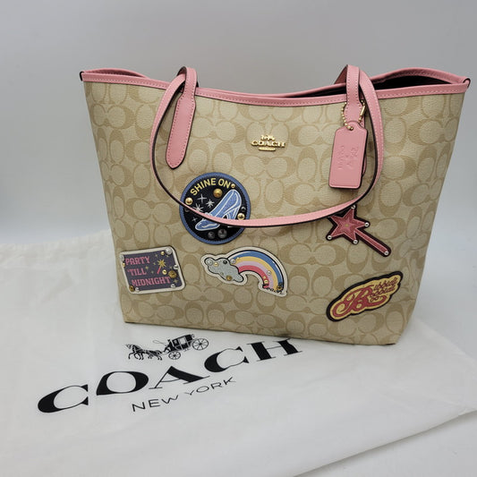 【中古品】【レディース】 COACH コーチ × DISNEY ディズニー TOTE BAG C3724 トートバッグ カバン 鞄 180-260817-as-03-izu カラー：ベージュ×ピンク 万代Net店