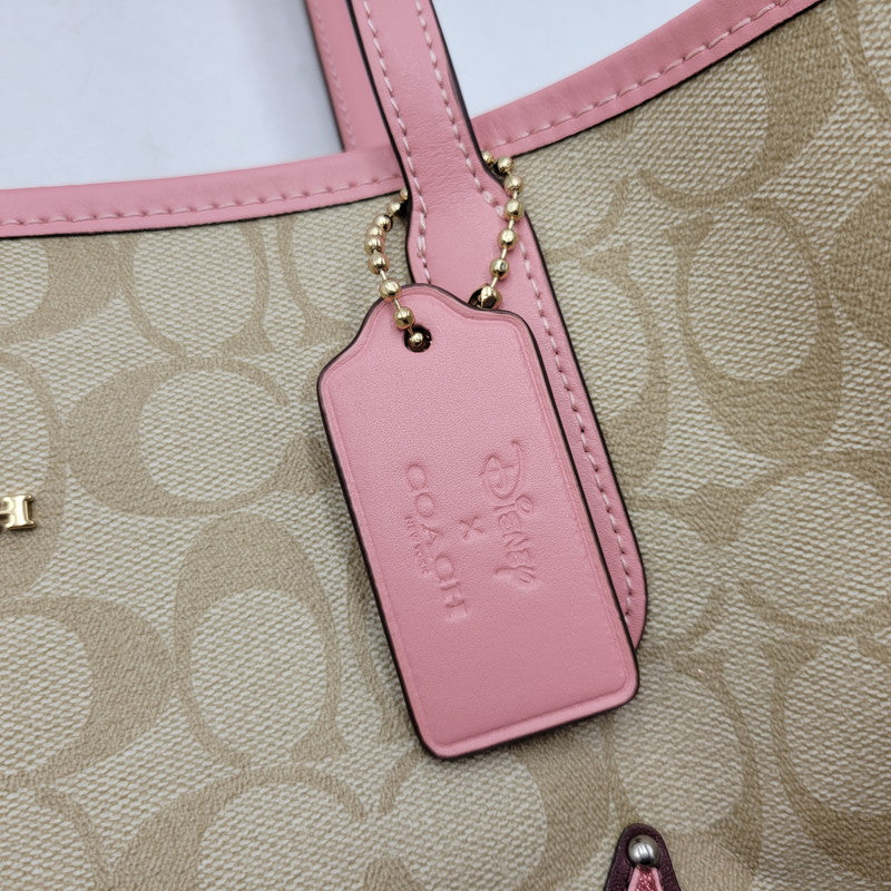 【中古品】【レディース】 COACH コーチ × DISNEY ディズニー TOTE BAG C3724 トートバッグ カバン 鞄 180-260817-as-03-izu カラー：ベージュ×ピンク 万代Net店