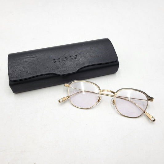 【中古品】【メンズ/レディース】 EYEVAN アイヴァン BLANKS EYEWEAR ブランクス アイウェア メガネ 203-260817-as-08-izu サイズ：47□22-145 カラー：ゴールド×グレー 万代Net店