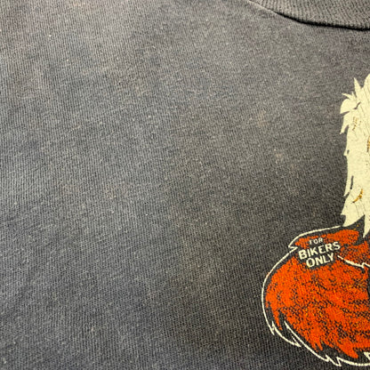 【中古品】【メンズ】 HARLEY-DAVIDSON HANES ハーレーダビッドソン USA製 両シングル 80S DON'T MESS WITH U.S. TEE Tシャツ 半袖 トップス 146-260827-yn-05-izu サイズ：M カラー：ネイビー 万代Net店