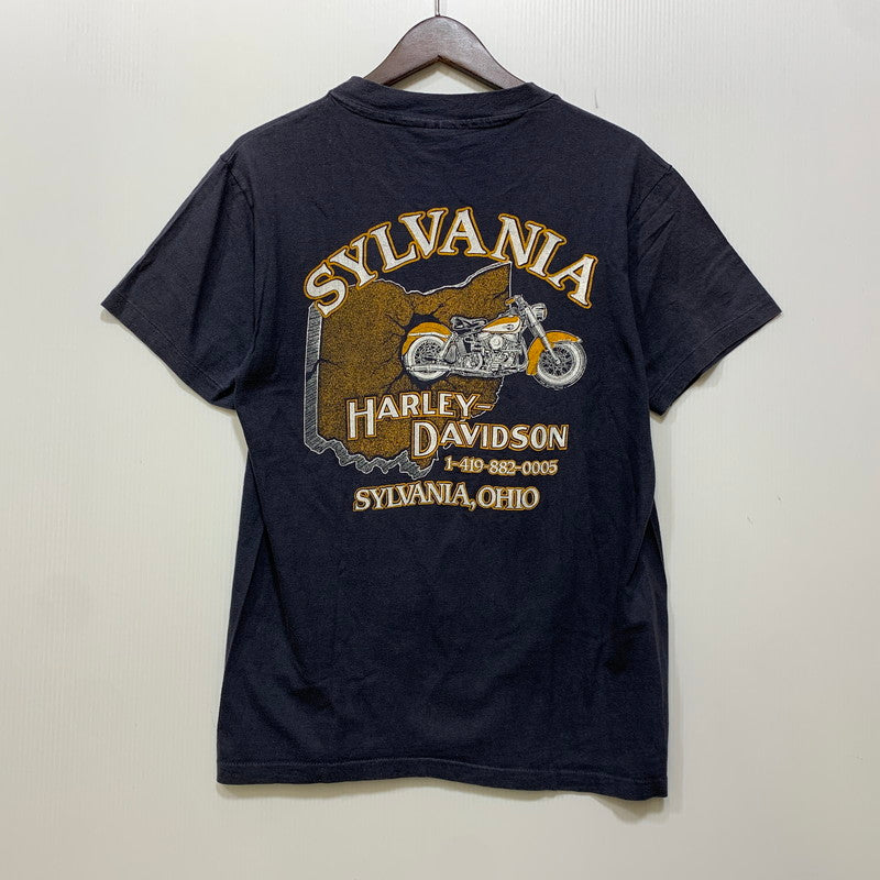 【中古品】【メンズ】 HARLEY-DAVIDSON HANES ハーレーダビッドソン USA製 両シングル 80S DON'T MESS WITH U.S. TEE Tシャツ 半袖 トップス 146-260827-yn-05-izu サイズ：M カラー：ネイビー 万代Net店