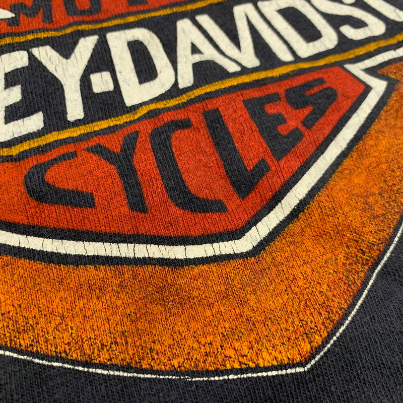【中古品】【メンズ】 HARLEY-DAVIDSON HANES ハーレーダビッドソン USA製 両シングル 80S DON'T MESS WITH U.S. TEE Tシャツ 半袖 トップス 146-260827-yn-05-izu サイズ：M カラー：ネイビー 万代Net店