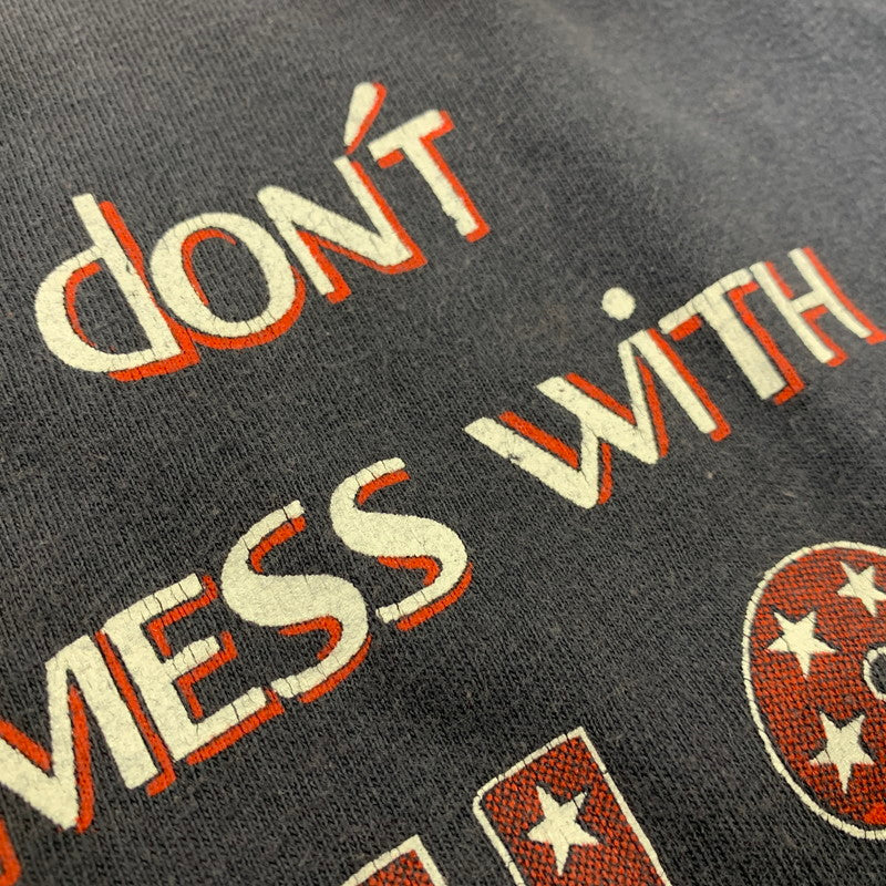【中古品】【メンズ】 HARLEY-DAVIDSON HANES ハーレーダビッドソン USA製 両シングル 80S DON'T MESS WITH U.S. TEE Tシャツ 半袖 トップス 146-260827-yn-05-izu サイズ：M カラー：ネイビー 万代Net店