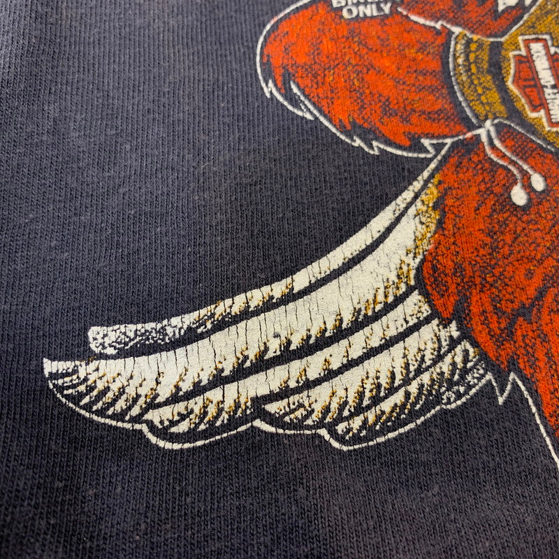【中古品】【メンズ】 HARLEY-DAVIDSON HANES ハーレーダビッドソン USA製 両シングル 80S DON'T MESS WITH U.S. TEE Tシャツ 半袖 トップス 146-260827-yn-05-izu サイズ：M カラー：ネイビー 万代Net店
