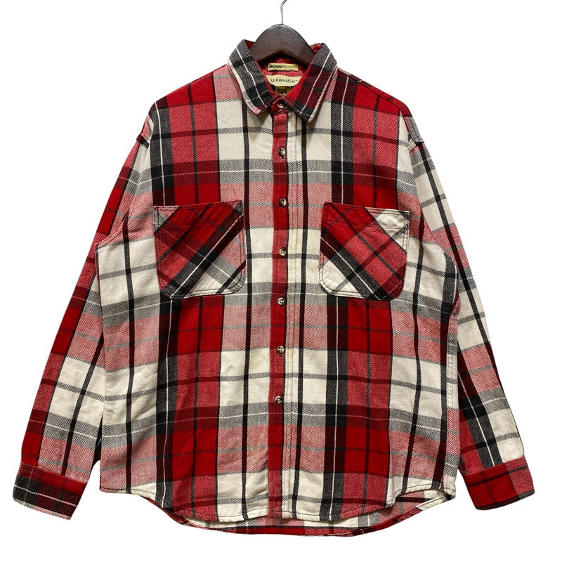 【中古品】【メンズ】 ST. JOHN’S BAY セントジョンズベイ BIG MAC FLANNEL ビッグマック FLANNEL CHECK SHIRT フランネルチェックシャツ 長袖 USA製 146-260818-as-15-izu サイズ：L カラー：レッド系 万代Net店