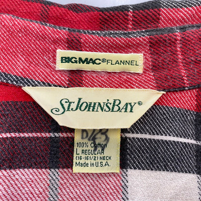 【中古品】【メンズ】 ST. JOHN’S BAY セントジョンズベイ BIG MAC FLANNEL ビッグマック FLANNEL CHECK SHIRT フランネルチェックシャツ 長袖 USA製 146-260818-as-15-izu サイズ：L カラー：レッド系 万代Net店