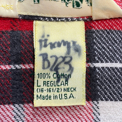 【中古品】【メンズ】 ST. JOHN’S BAY セントジョンズベイ BIG MAC FLANNEL ビッグマック FLANNEL CHECK SHIRT フランネルチェックシャツ 長袖 USA製 146-260818-as-15-izu サイズ：L カラー：レッド系 万代Net店