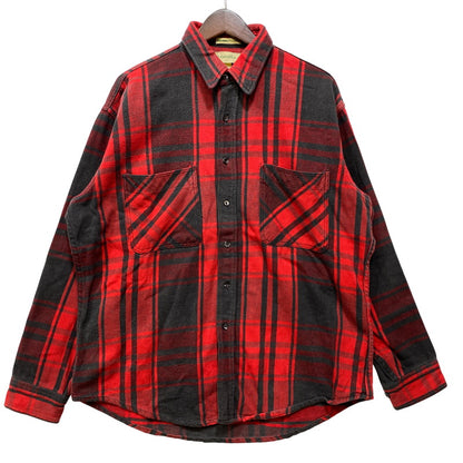 【中古品】【メンズ】 ST. JOHN’S BAY セントジョンズベイ BIG MAC FLANNEL ビッグマック FLANNEL CHECK SHIRT フランネルチェックシャツ 長袖 USA製 146-260818-as-17-izu サイズ：L カラー：レッド×ブラック 万代Net店